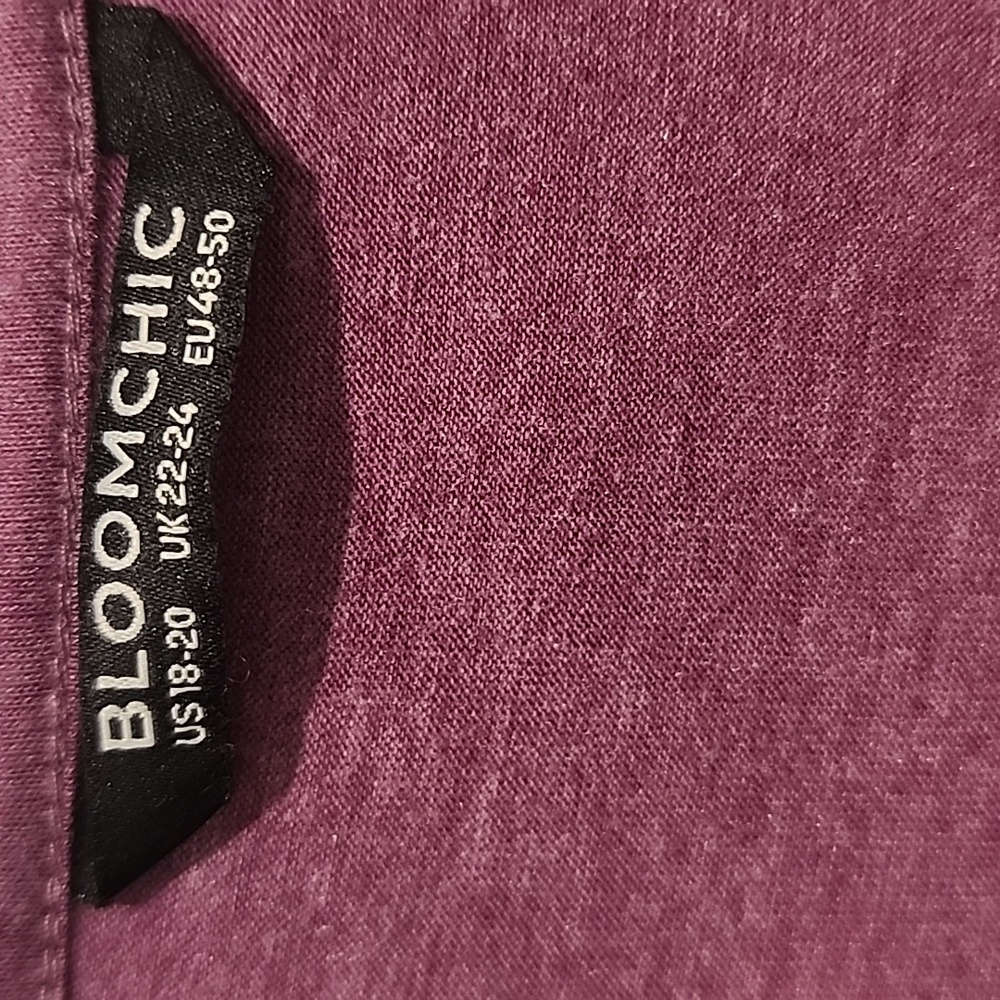 Bloomchic Putple Pleated Front Button Detail Soft Tee 2x - Picture 2 of 4